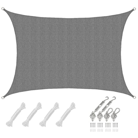 AMANKA 3x4m UV Sonnensegel Rechteckig Wasserdurchlässig - Sonnenschutz Terrassenüberdachung mit Befestigung - Rechteck Sonnendach Terrasse Balkon Wohnwagen Carport - Pool Segel Sichtschutz Garten