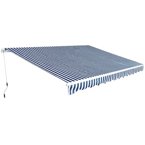 vidaXL Gelenkarmmarkise 450cm Blau/Weiß Markise Sonnenschutz Terrasse Balkon