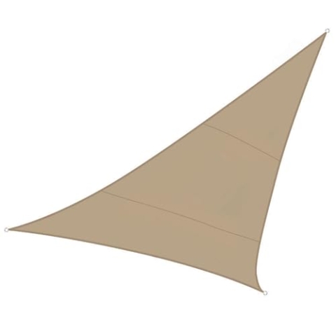 Perel Sonnensegel, Segel Sonnenschutz für Terrasse und Pool, winddurchlässig, wasserdurchlässig, UV-Schutz, 3 Edelstahl-O-Ringe, 5 x 5 x 5 m, 180 g/m², HDPE, Dreieck, Champagne