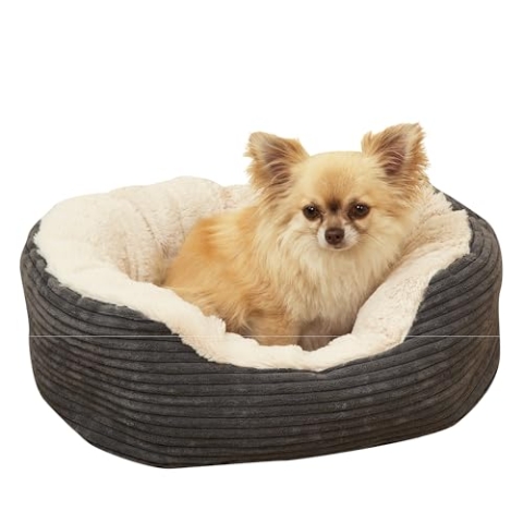Rosewood 04300 Hundebett aus breitem Cord/Plüsch, grau, Länge: 50.8 cm