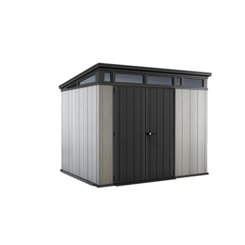 Keter Artisan 9x7 Gerätehaus Kunststoff - 278 x 218 x 226 cm, grau/anthrazit, Geräteschuppen, Gartenhaus, Schuppen mit Doppeltür & Belüftung