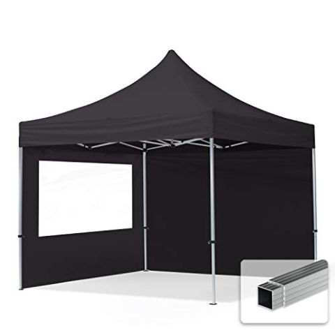 TOOLPORT Faltpavillon Faltzelt Pavillon 3x3m - 2 Seitenteile Aluminium 32mm Partyzelt 700N schwarz