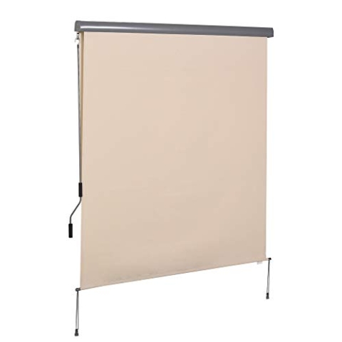 Outsunny Senkrechtmarkise Balkonmarkise Vertikalmarkise Windschutz Seitenrollo Sichtschutz mit Handkurbel Polyesterstoff+Aluminium Cremeweiß 250 x 160 cm