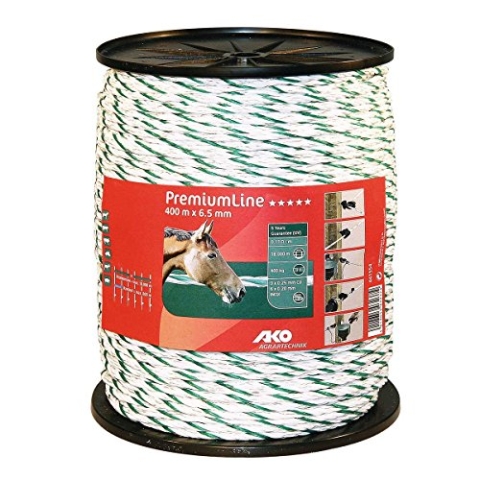 AKO Fencing Premium-Seil, 6,5mm, 400m 6x0,20Niro+3x0,25Cu, weiß-grün