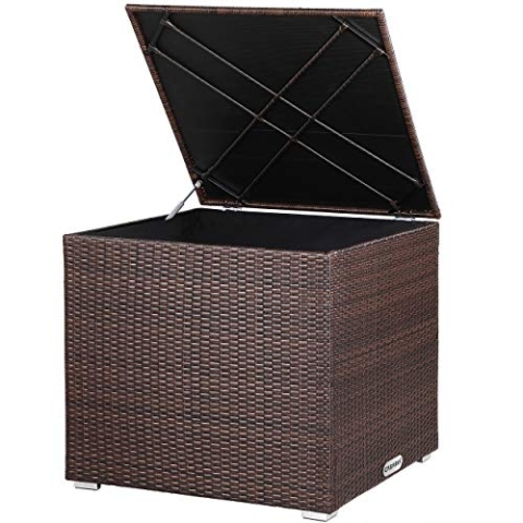 Casaria® Auflagenbox Kissenbox 318 L Garten Aufbewahrungsbox Polyrattan Braun