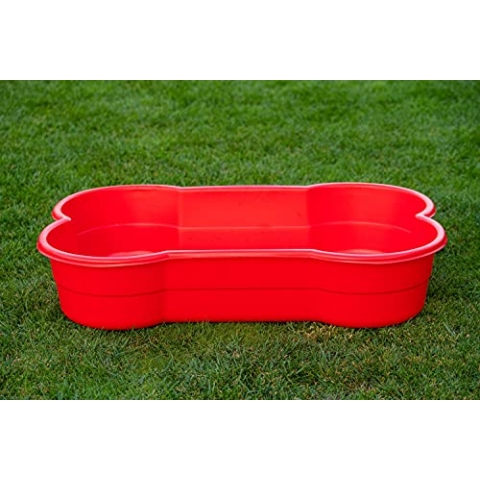 DogsLand Hundepool für kleine und große Hunde, 120cm x 25cm x 80cm, Rot, Grosses Schwimmbecken in XXL in Knochenform, Planschbecken für Garten u. Balkon, Unzerstörbar, stabil, Kratzfest