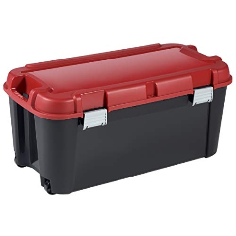 ALLIBERT 229227 Totem Professionelles Transportcase mit 2 Rollen schwarz/rot Kunststoff 79,5 x 39,5 x 37.1 cm 80 L