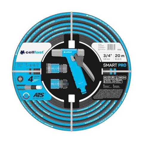 Cellfast SMART PRO ATS Bewässerungsset mit einem Durchmesser von 3/4 Zoll (19 mm) mit einer Länge von 20 Metern.