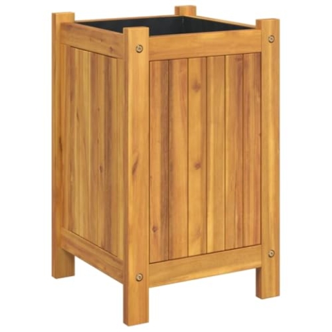 vidaXL Pflanzkübel, Blumenkübel mit Einlage, Blumenkasten für Garten Balkon Terrasse, Pflanzkasten Hochbeet Blumentopf, Massivholz Akazie