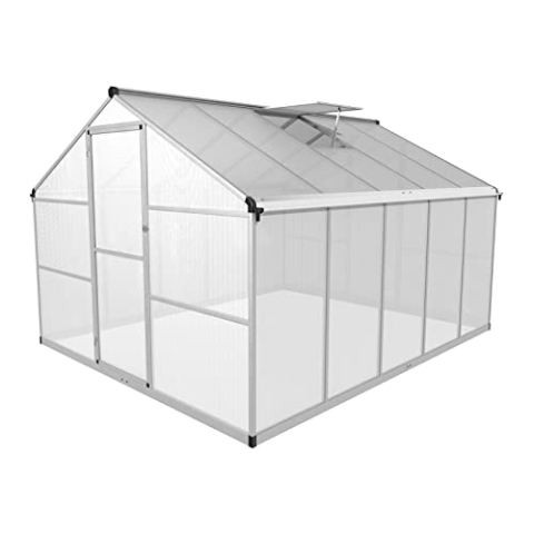 Uniprodo Uni-Green House-04 Gewächshaus 310 x 250 x 195 cm Polycarbonat + Aluminium Garten Gewächshaus Treibhaus Tomatenhaus Gewächshausplatten Glashaus