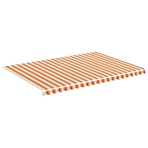 vidaXL Markisenbespannung Wasserabweisend Markisestoff Markisentuch Ersatzstoff mit Volant Markisevolant für Markise Gelb Orange 5x3,5m