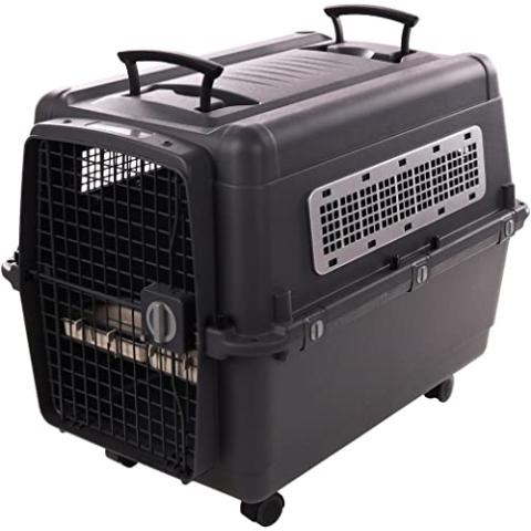Flamingo Transportkäfig Lanta – Dunkelgrau | Größe L (56 × 80 × 59,5 cm) | Sicher, Praktisch & Komfortabel für deinen Hund!