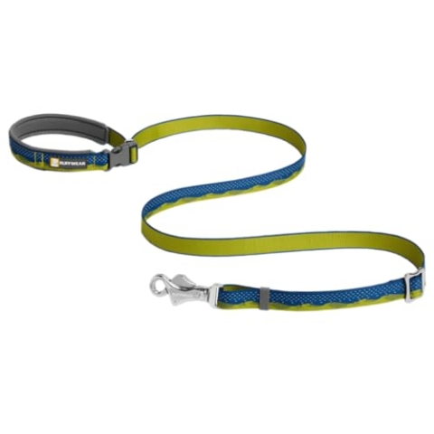 RUFFWEAR Crag Hundeleine, Kann in der Hand Gehalten oder um die Hüfte Getragen Werden, Reflektierende und Verstellbare Leine, Grüne Hügel