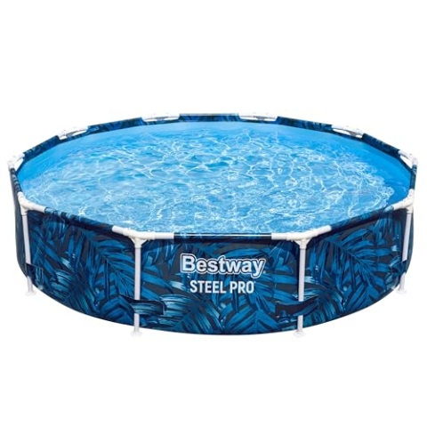 Bestway Steel Pro Frame Pool ohne Pumpe Ø 305 x 66 cm, tropisches Blatt-Design, rund