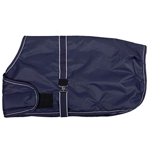 QHP Fohlen Outdoodecke 100g Füllung mit Verschluss aus Klett wächst mit (80 cm, Navy)