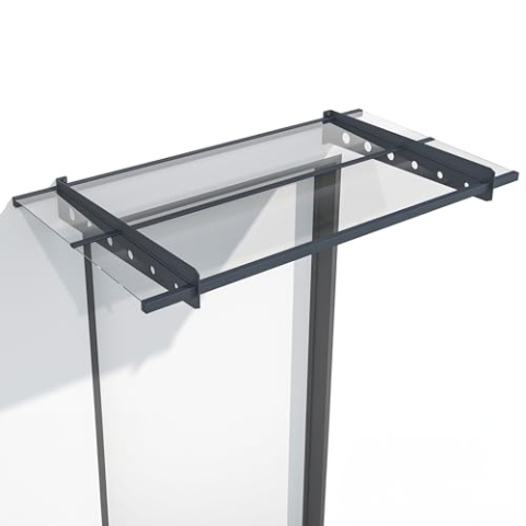 Juskys Vordach Haustür Überdachung 150x80cm aus Acrylglas & Stahl — Türvordach in Anthrazit — Dach für Tür, Eingang & Hauseingang aus Glas Dunkelgrau