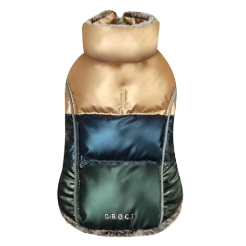 Croci hondenjas Rhapsody metallic gevoerd Goud/Blauw/groen 35 cm
