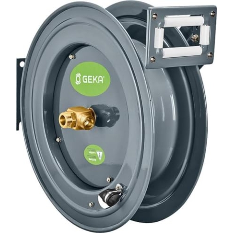 GEKA plus Automatischer Schlauchaufroller PA20SK (robuster Schlauchaufroller, Stahlkonstruktion, autom. Rückzug, schrittweise Arretierung, ohne Schlauch)