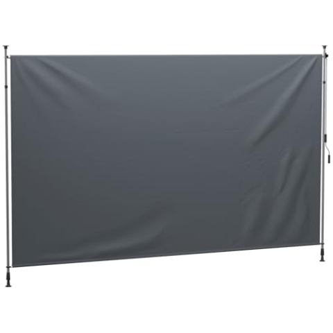 Outsunny Klemmmarkise mit Handkurbel höhenverstellbar Gelenkarmmarkise Markise ohne Bohren Sonnenschutz UV-beständig, inkl. Wandhalterung Sonnenmarkise 400 cm breit für Terrasse Balkon, Dunkelgrau