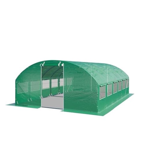 TOOLPORT Foliengewächshaus Gewächshaus 4x6m stabil & langlebig mit Fenster - reißfeste PE Plane 180g/m² grün transparent