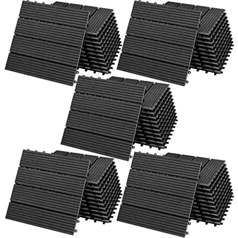 Casaria® WPC Fliesen 30x30 cm 55er Set 5m² Stecksystem Drainage Zuschneidbar Terrasse Balkon Garten klick Klassik Anthrazit