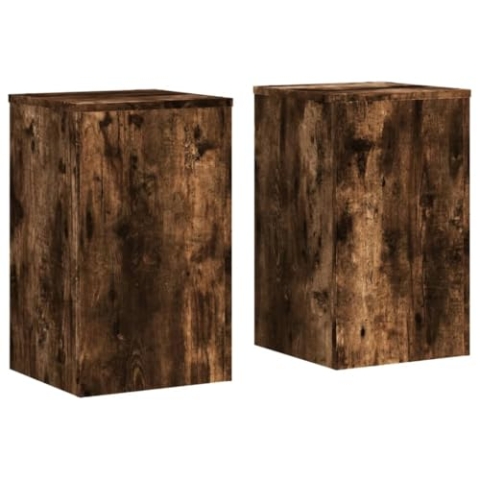vidaXL Pflanzenständer 2 STK., Blumenständer Hohle Konstruktion, Dekosäule Podest für Pflanzen Dekoartikel, Blumenhocker Blumensäule, Räuchereiche Holzwerkstoff