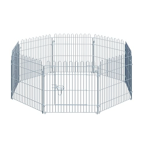 PawHut Freilaufgehege Welpenauslauf Welpenzaun Laufstall Welpengitter für Tiere 8-teilig B63 x H60 cm