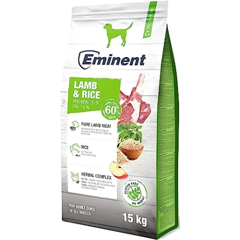 Eminent Lamb & Rice| Glutenfreies Hundefutter | Glutenfreie Vollnahrung für Erwachsene Hunde Aller Rassen 15kg