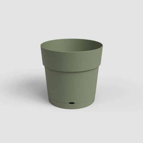 Artevasi Capri Breiter Topf, Topf mit wasserreservoir, Kunststofftopf, 50cm, Farbe WeissGrün