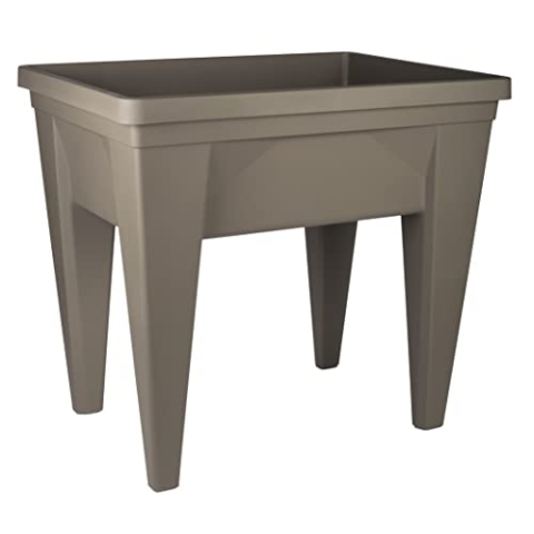 EDA - Gemüsegarten Veg&Table Max 85 l – Wasserspeicherzone – Hohlfüße mit Abflussstopfen – 75,6 x 55,6 x 68 cm – Taupe