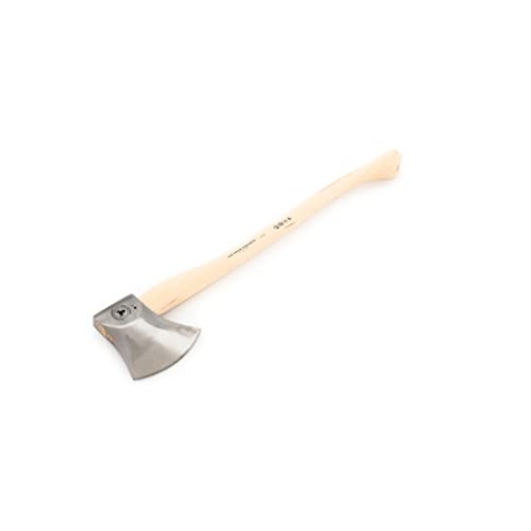 OCHSENKOPF Sportaxt, Hickory-Holzgriff, Leder-Schneidenschutz, Schneide 190 mm, 800 mm lang, mit Kuhfuß, OX 440 H-2708, silber