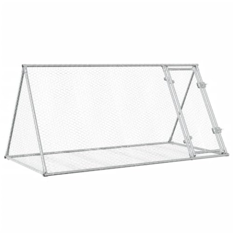 vidaXL Hasenstall, Freilaufgehege für Kleintiere, Outdoor Kaninchenkäfig Kaninchenstall Hasenkäfig, Kaninchen Freigehege, Silbern 200x105x91cm Verzinkter Stahl