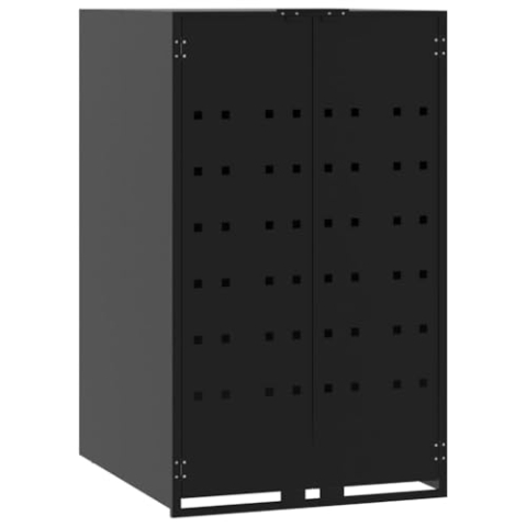 vidaXL Mülltonnenbox für 1 Tonne Schwarz 69x79x117 cm Stahl, Box Mülltonnen, Garten Mülltonnenbox, Verkleidung Mülltonnen, Outdoor Mülltonnenbox
