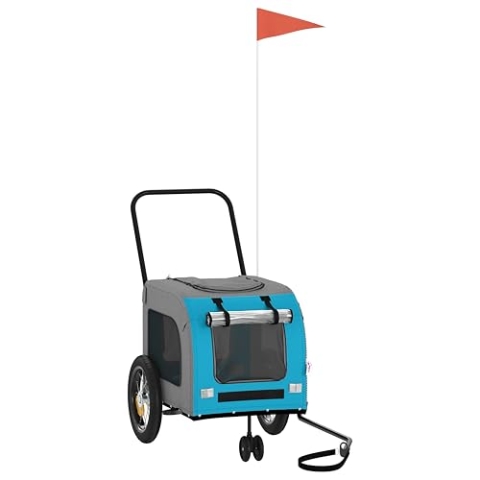vidaXL Blauer Haustier-Buggy Blau Polyester, Metall 124 x 53 x 53 cm