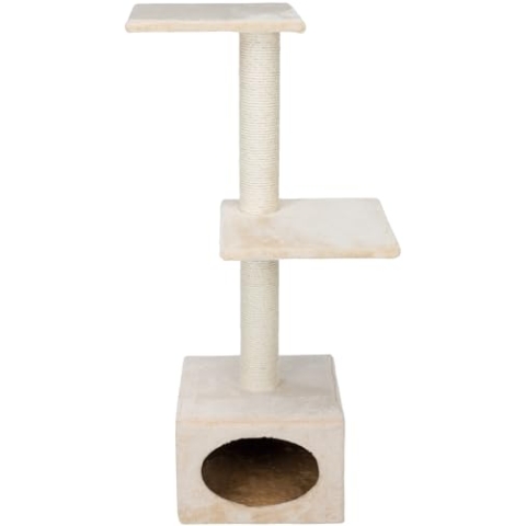 TRIXIE Kratzbaum Badalona 109 cm in beige – mehrstöckiger Katzenbaum mit gemütlichen Liegeflächen und robusten Kratzflächen, komfortabel & stabil – 43451