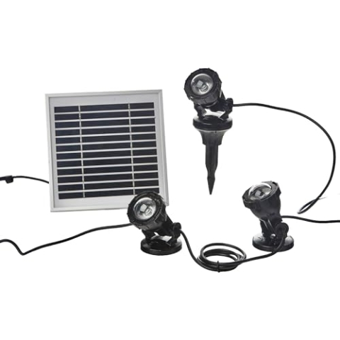 Heissner SOLAR Teich- und Gartenlicht, RGB-Farblicht, 3er-Set, Akku