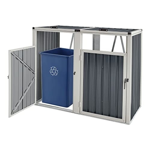 pro.tec Mülltonnenbox 'Tarbek' für 2 Tonnen Mülltonnenverkleidung Stahl verzinkt Aufbewahrungsbox Anthrazit 121x146x82cm