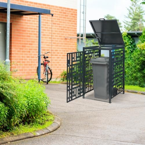 casa.pro Mülltonnenbox 1er Bernalda Mülltonnenverkleidung für 1 Tonne 240l abschließbar 116 x 68 x 80 cm Müllbox wetterfest Mülltonnenhaus Stahl Anthrazit