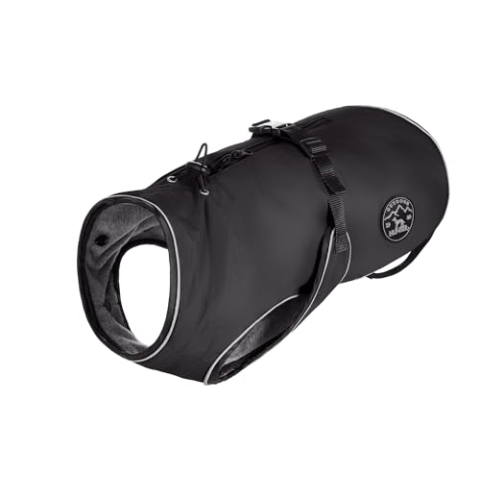 HUNTER Hundemantel UPPSALA 60, Farbe: schwarz, 2in1 Design mit herausknüpfbarem Innenfutter, wasserabweisend, reflektierende Paspeln, geschlossene Bauchseite, optimaler Sitz, Größe: 60
