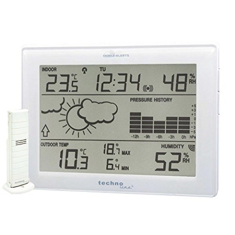 Technoline MA 10410 Wetterstation mit Anbindung zum MOBILE ALERTS Haus-Überwachungs-System, Weiß