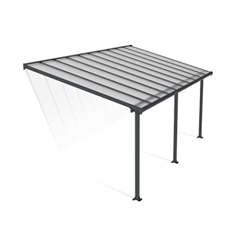 Canopia by Palram Terrassenüberdachung Alu Olympia 3X6.10 Polycarbonat Hohlkammerplatten Pergola 619 x 295 cm Grau zur Überdachung ihrer Terrasse