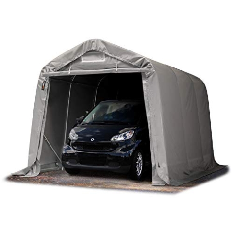 Garagenzelt Carport 2,4 x 3,6 m in grau Unterstand Lagerzelt PVC 800 N Plane und Stabiler Stahlrohrkonstruktion