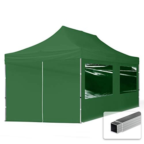 TOOLPORT Faltpavillon Faltzelt Pavillon 3x6m - 4 Seitenteile Aluminium 32mm Partyzelt 700N grün
