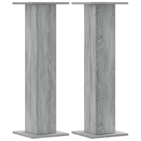 vidaXL Pflanzenständer 2 STK., Blumenständer Hohle Konstruktion, Dekosäule Podest für Pflanzen Dekoartikel, Blumenhocker Blumensäule, Grau Sonoma Holzwerkstoff