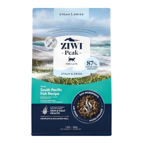 ZIWI Peak Steam & Getrockneter Wild-Südseefisch, 800 g – Natürliches, proteinreiches Katzenfutter trocken, rohe Alternative & Getreidefreies Komplett-Trockenfutter für Katzen