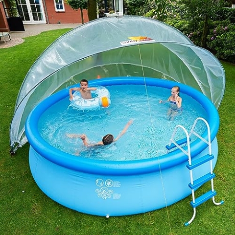 SunnyTent® Poolzelt - ø 440/540 / 590/640 cm - Poolkuppel Rund - Warmes & sauberes Badewasser - Keine Energiekosten - Europäische Qualität Pool Zelt - Pool Überdachung Sunny Tent(440 cm)