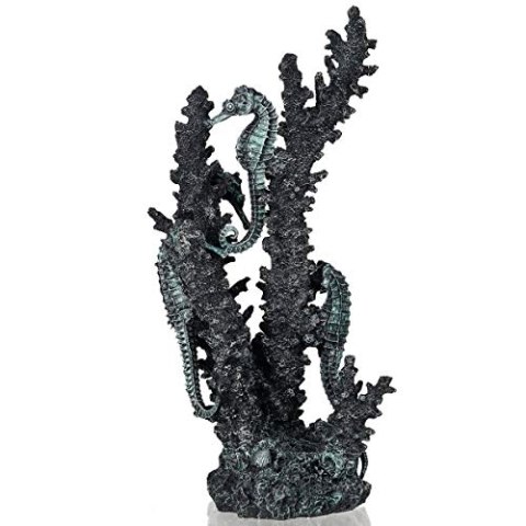 biOrb 55062 Seepferdchen schwarz M - Mittelgroße Seepferdchen-Skulptur mit Korallen zur individuellen Gestaltung von Süßwasseraquarien und Meerwasseraquarien