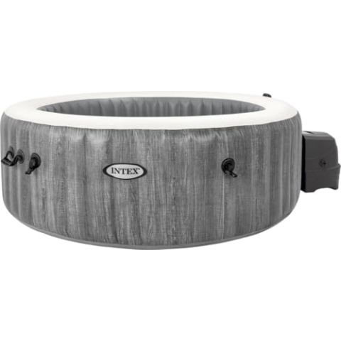 Intex Whirlpool Pure SPA Bubble Massage Greywood Deluxe - Ø 196 x 71 cm, für 4 Personen, Fassungsvermögen 795 l, graue Holzoptik, 28440