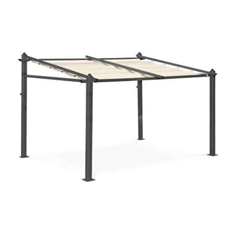 Alice's Garden - Wand-Pergola aus Aluminium- Murum 3x4m - Ecru Stoff-Pergola