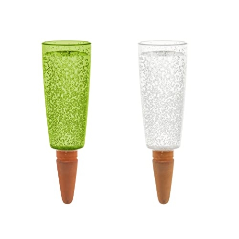 Scheurich Wasserspender Copa M | 8er Set Grün/Transparent |150 ml Füllmenge | Bewässerungskugel klein mit Ton Fuß | Wasserspender Pflanzen und Blumen Terrakotta Stiel